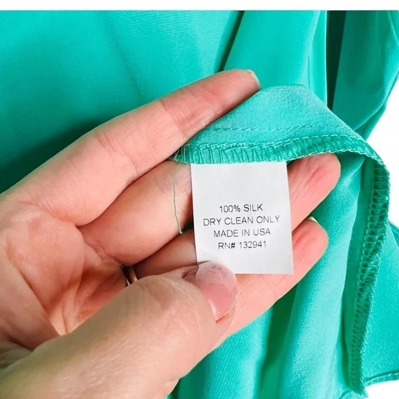 Amanda Uprichard Teal/Green Silk Long-sleeve Top - Picture 4 of 5